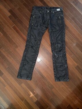 Slim Black Washed Men’s Jeans with Textured Paneling